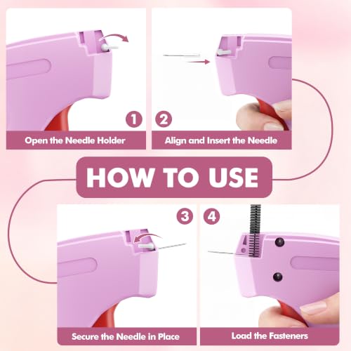 Image of Stitch Gun for Clothes, Tagging Gun, Quick Clothing Fixer, Fuchsia | 5000 Fasteners, 0.04 inch Fine Needle, 6 Needles, Portable, Handheld, Compact, Lightweight, Easy to Use, Versatility, Durable