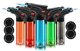 WANBRO 5 Pack of Torch Lighter, Powerful Windproof Jet Flame, Butane Gas Refillable Lighters with Safety Lock, Mini Blow Torch for Candle, Firework (NO Gas)