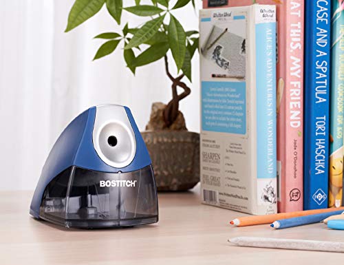 Image of Bostitch Office Electric Pencil Sharpener for Classroom & Desk Use, Heavy-Duty Stall-Free Motor, High-Capacity Shavings Tray, Dark Blue