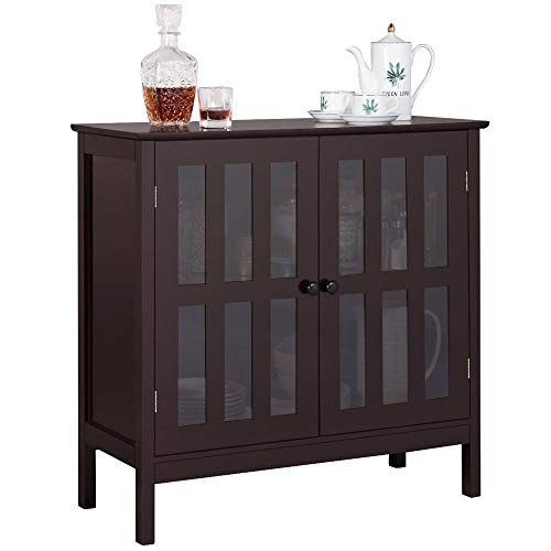 Yaheetech Storage Sideboard Buffet, Wooden Storage Cabinet Cupboard with Glass Door for Home