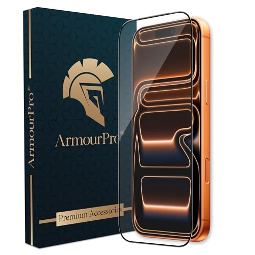 Image of ArmourPro Tempered Glass for iPhone 17 Pro - 9H Screen Protector with Black Border, Anti Scratch, Edge-to-Edge Coverage, HD Clarity, Smooth Touch, Case Friendly | Black