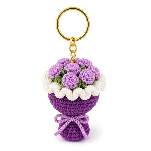 Image of Handmade Crochet Sunflower Keychain for Women & Girls, Cute Yellow Flower Key Ring Charm, Soft Yarn Knitted Gift, Bag Charm, Car Key Holder, Aesthetic Handmade Floral Accessory
