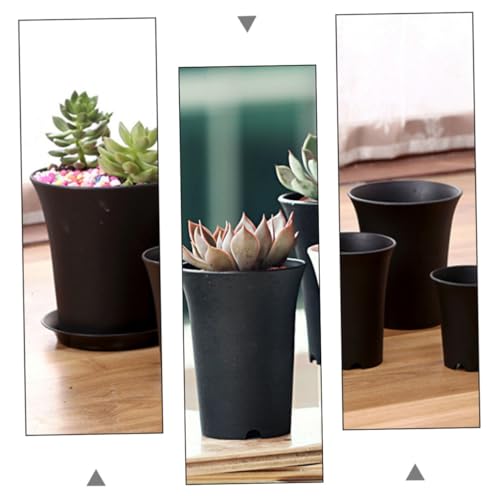 Pots de fleurs noirs avec trou de drainage pour éviter l'excès d'eau - 3