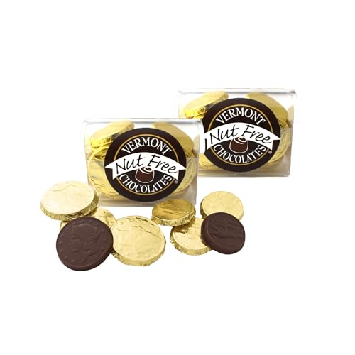 Vermont Nut Free Chocolates Dark Chocolate Coin Chest (2-Pack - 12 coins per pack) Nut-free Egg-free Kosher