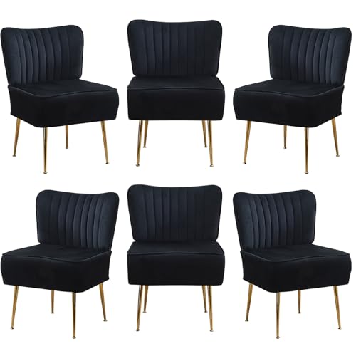 Restworld Velvet Armless Accent Chairs Set of 6