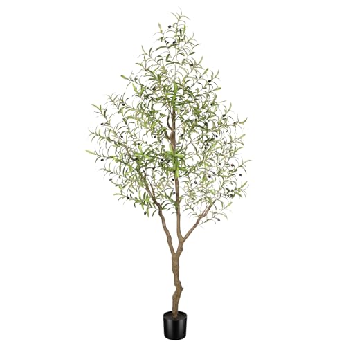 LYERSE Faux Olive Tree 7ft - Olive Trees Artificial Indoor with Large Olive Branches and Lifelike...