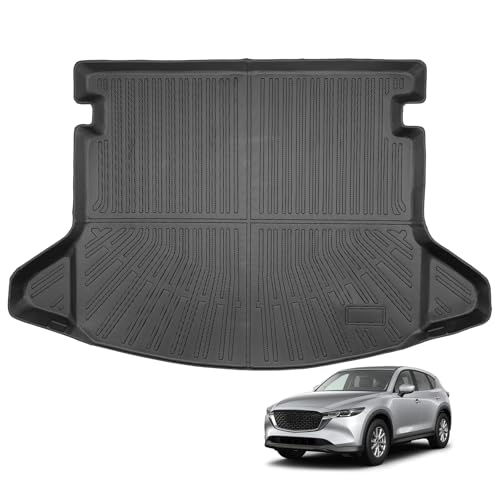 MOOREVER® Cargo Liner for 2017-2025 Mazda CX-5 TPE Trunk Mat - All-Weather Heavy Duty 3D Custom Fit 2017 2018 2019 2020 2021 2022 2023 2024 2025 Mazda Car Accessories Rear Back Cargo Tray Black