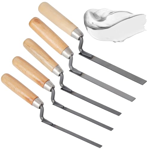 5 Pcs 6/8/10/12/15 mm Pointing Trowel Set Multiple Sizes Professional Brick Tiling Tools for DIY Construction Renovation Finger Pointing Trowels for Masonry Work and Grouting