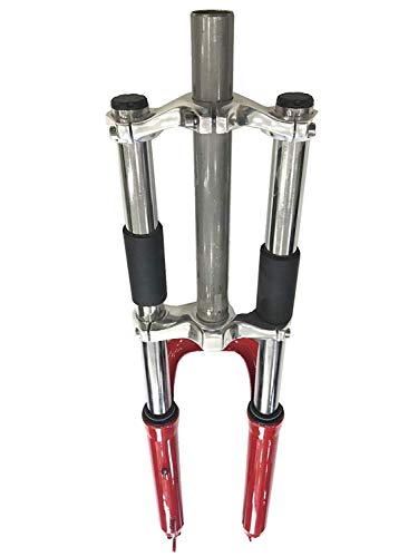 Bicycle Red Fork 26" And 1 1/8" Headset Combo- Triple Tree Suspension Fork W/Double Shoulder-Gas Motorized Bike #TOP1