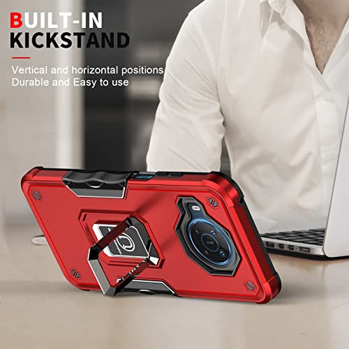 Lokyoo For Nokia X100 6.67 Inch Case, Metal Ring Magnetic Support Kickstand, Drop Tested Cover, Compatible With Magnetic Car Mount, Protective Phone Case For Nokia X100 Case-Red #TOP7