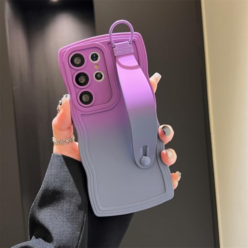 Coque Samsung S23 Ultra en silicone avec dragonne violette et support