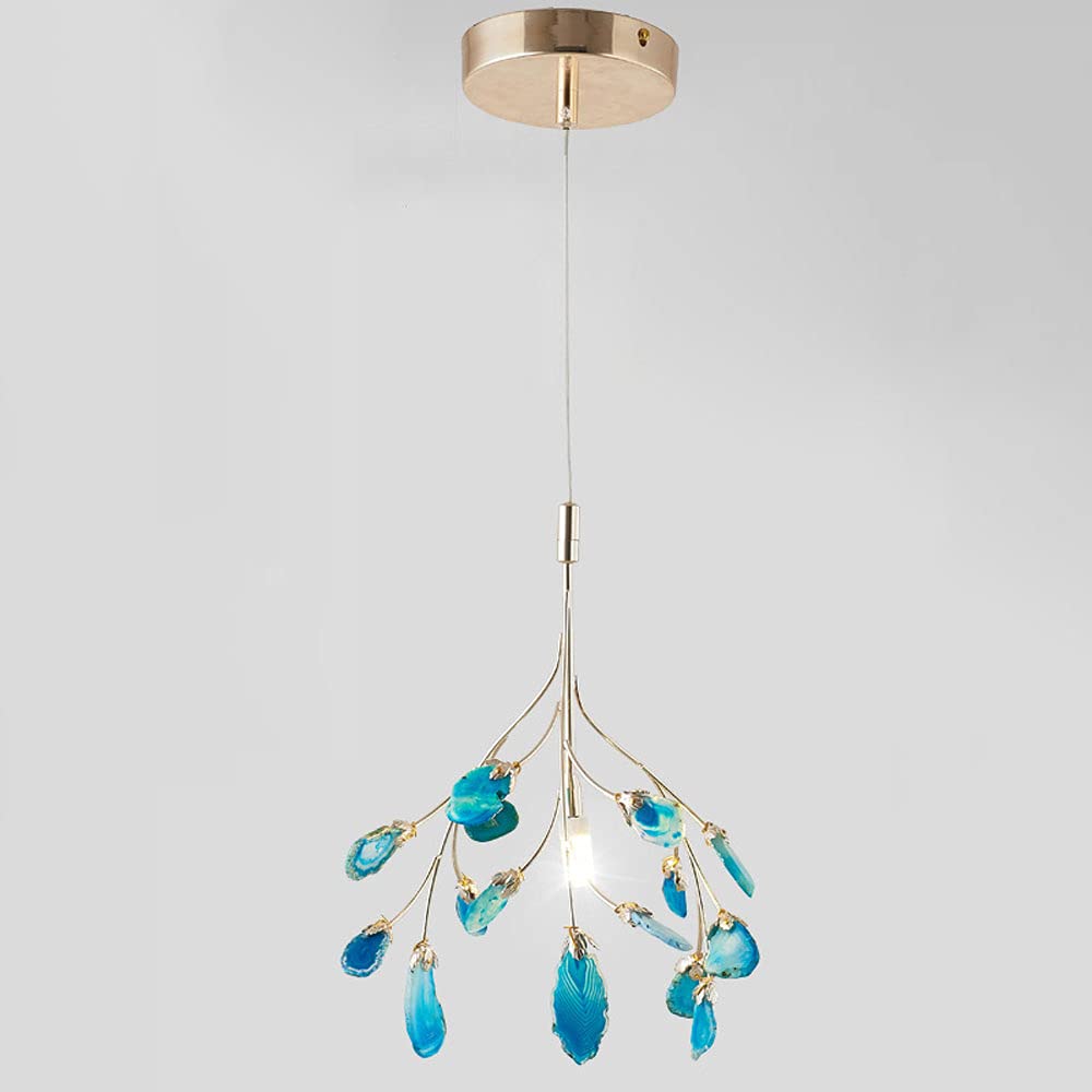 Lampe à suspension en onyx coloré et métal doré luxe pour salon