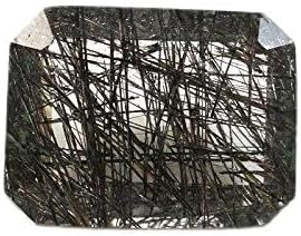 Black Rutilated Quartz Emerald Cut 16x12mm Approximately 9 Carat, Black Thread Quartz, Perfect Ornamental Stones, for Jewelry Making (5851)