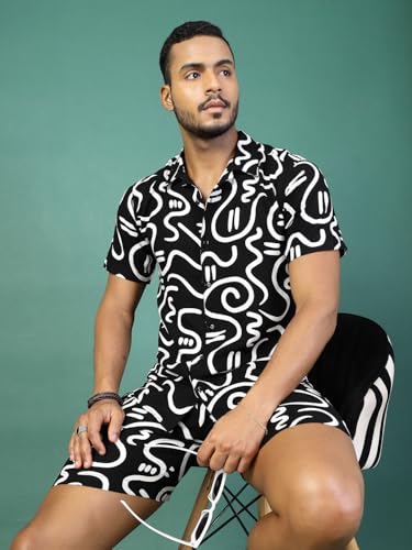 Image of Rigo Printed Co-Ord Set for Men's | Casual Shirt & Shorts Night Suit Set | Lounge-wear Nightdress Pajama Set for Men's | Night Wear, Beach Wear, Vacation Wear Outfit