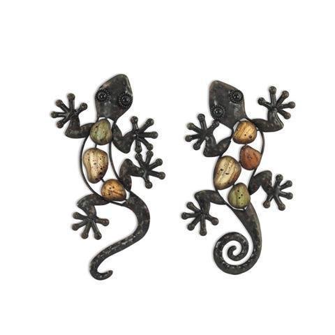 Preisvergleich Produktbild Set 2 Wanddekos EIDECHSE, Metall, 22 cm