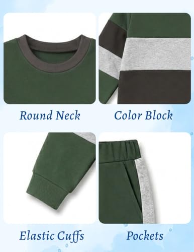 Image of Boys Clothes Color Block Sweatshirt and Pants 2Pcs Boy Sweatsuit