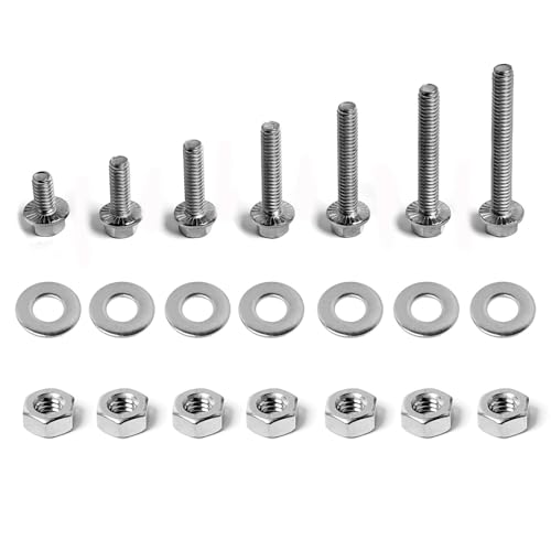Image of 1 /4-20 Flange Hex Bolts Screws Hex Nuts Flat Washers Kit, Stainless Steel 304, Fully Threaded Hex Bolt 1 /4-20 x 1 /2 inch 3 /4 inch 1 inch 1-1 /4 inch 1-1 /2 inch 1-3 /4 inch 2 inch Length