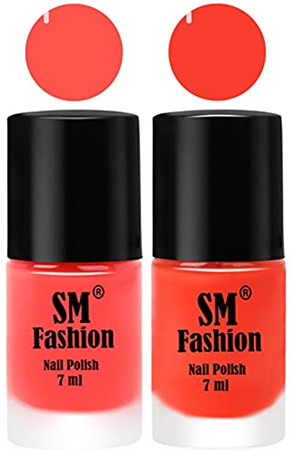 Image of Long Lasting Nail Polish | Nail Paint Combo 7 ml Each) - Set of 2 Baby Pink-Light Orange