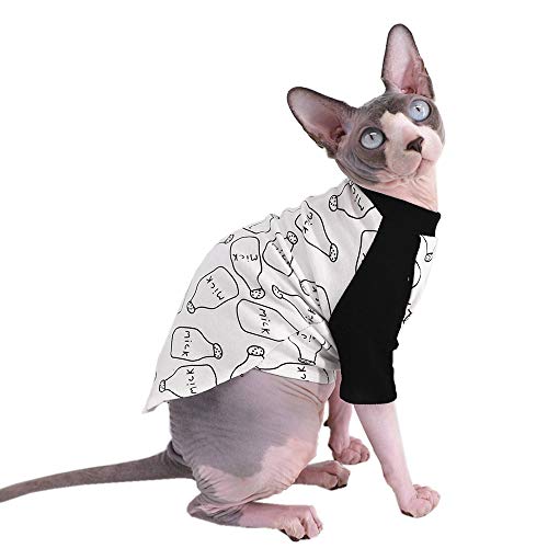 Sphynx Hairless Cat Cute Breathable Summer Cotton T-Shirts Milk Bottle Pattern Pet Clothes,Round Collar Vest Kitten Shirts Sleeveless, Cats & Small Dogs Apparel (XL (9-12.1 lbs), Milk)