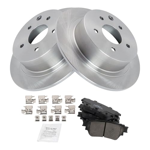 Image of TRQ Rear Brake Pad and Rotor Set Ceramic Compatible with 2019-2021 Nissan Altima with Manual Parking Brake