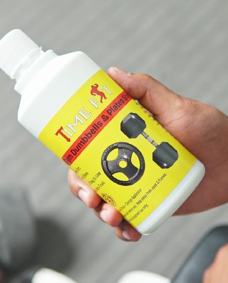 Image of Gym Dumbbells Plates Shiner | Liquid Cleaner for Rubber Metal Weights Plates | Restores Shine Removes Dirt | Safe & Non-Toxic Formula for Home Commercial Gym Equipment Care -500 ML