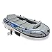 Intex Excursion 5 Person Inflatable Outdoor Fishing Raft Boat Set with 2 Aluminum Oars and Air Pump with a Intex Composite Motor Mount Kit