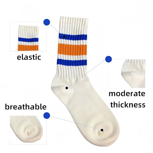 Image of 7 pairs of women's Striped Retro Crew Socks,Sporty Style,Casual cotton socks