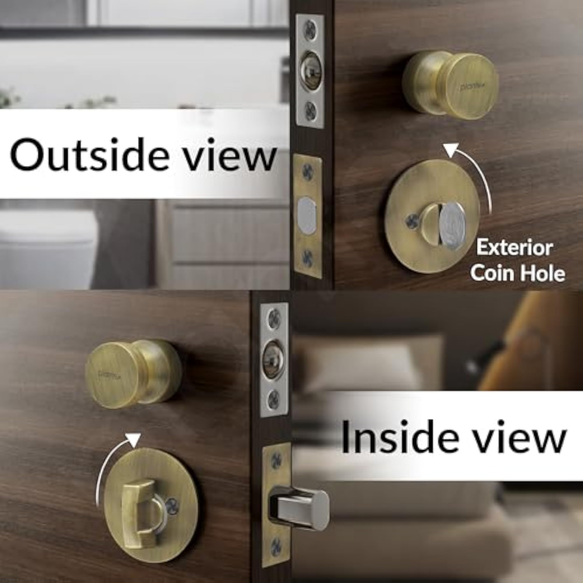 Stainless Steel Pull Push Door Handle Lock Set
