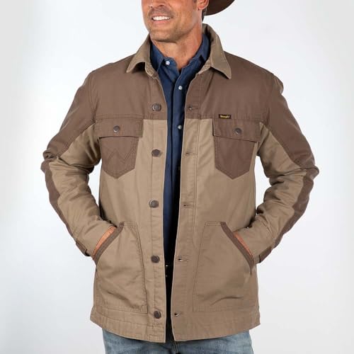 Wrangler Men's Mixed Canvas Chore Coat - Sandstone2