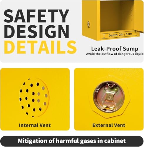 Armario de almacenamiento de productos químicos peligrosos, gabinete de seguridad resistente al fuego para líquidos inflamables, grado de laboratorio industrial con ajustable