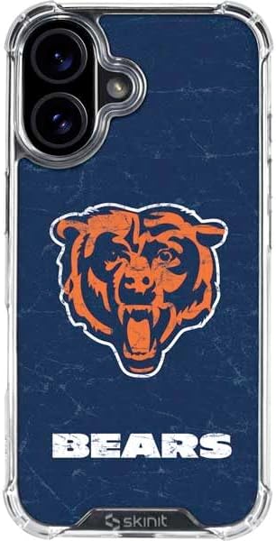 Skinit Clear Phone Case Compatible with iPhone 17 - Officially Licensed NFL Chicago Bears - Alternate Distressed Design