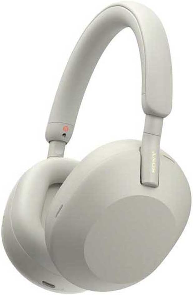 WH 1000XM5 Noise Cancelling Wireless Headphones 30 hours battery life Over ear style Optimised for Alexa and the Google Assistant with built in mic for phone calls Silver, One Size