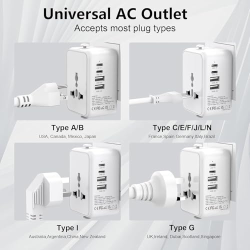 Image of rts 8A Universal Travel Socket Universal Travel Adapter All in One | 1920W Heavy Duty Power | Travel Essentials 200+ Countries - Europe /US /UK /AU /Asia etc. | International Worldwide Socket Accessories