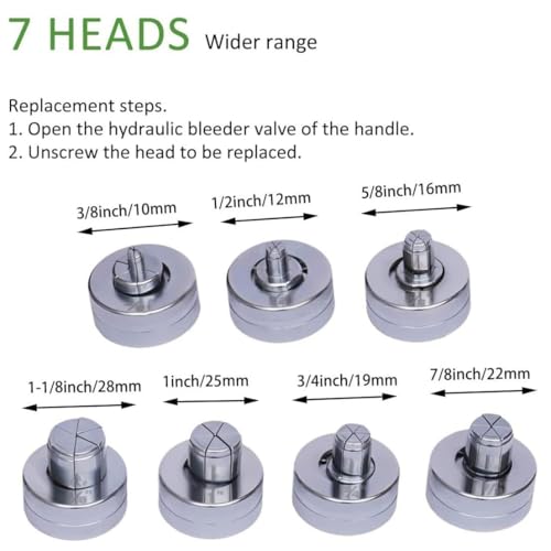 Kit de herramientas de expansión de tuberías de cobre hidráulico manual con cortadores de tubos, cabezales 7/11 para tuberías de 3/8 a 1-1/8 pulgadas, ideal para tareas de HVAC y fontanería
