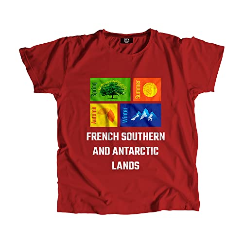 T-shirt Terres australes et antarctiques françaises rouge en coton premium et coupe mixte