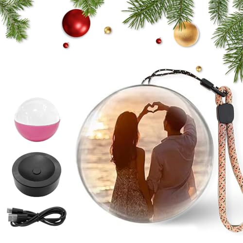Générique Album Photo Numérique à Ultrasons 3D avec Boule de Cristal - Affichage Vidéo numérique - Cadeau Personnalisable avec écran électronique - pour Couples, Noël Cadeau,Rose