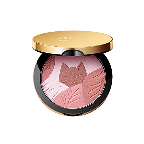 ZEESEA Kitty Blush & Highlighter,High Pigmented Blush Palette for All Skin,Cruelty-Free,Vegan Powder Blush,Skin Tone Enhancing Makeup Blush Pressed Powder (02# Pink)