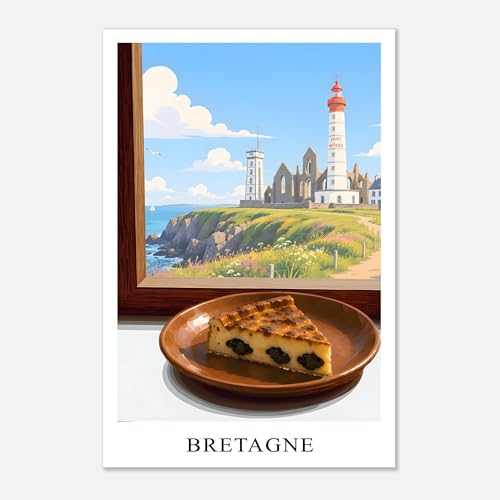Poster bretagne Pointe Saint-mathieu 40x60 affiche cuisine bleu et blanc