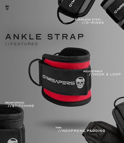 Image of Gymreapers Ankle Straps For Cable Machine Kickbacks, Glute Workouts, Lower Body Exercises - Adjustable Leg Straps with Neoprene Padding