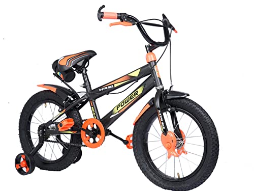 Image of NORMAN JR, Designed in Scandinavia EU Kids Bike Bicycle for Toddlers and Kids 16 Inch Fully Adjustable with Back Seat & Support for Boys and Girls Cycle for 5 to 8 Years, Pomo Orange