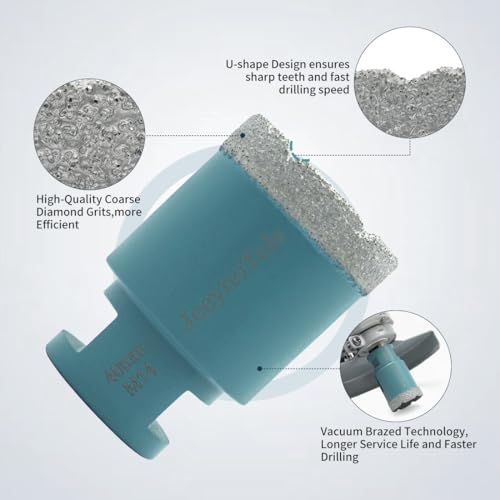 Dry Diamond Core Drill Bit - JeeynoTols 40mm Tile Drill Bit Porcelain Ceramic Tile Granite Marble Hole Saws with M14 thread - Image 3