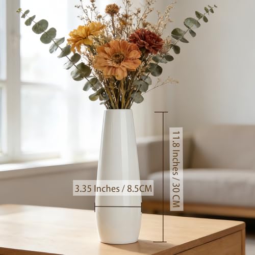 Jarrón de cerámica blanco de 30 cm con acabado texturizado premium 4