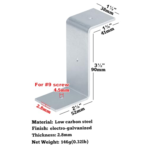 Supports à clip en Z équerres d'angle double angle pour fixation traverse de 5,1x10,2 cm - 3