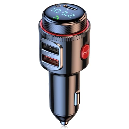Transmisor FM Bluetooth 5.4 para Coche Greatzer Manos Libres Adaptador Bluetooth Radio Coche PD 30W & QC3.0 18W Cargador Coche Rápido con Deep Bass Sonido Hi-Fi,Micrófono Soporte Memoria USB