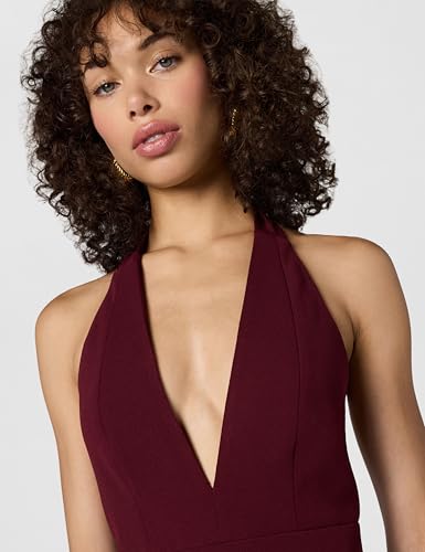 Image of Dress The Population Womens Vanessa Deep Plunge Neckline Halter Bodycon Midi Dress