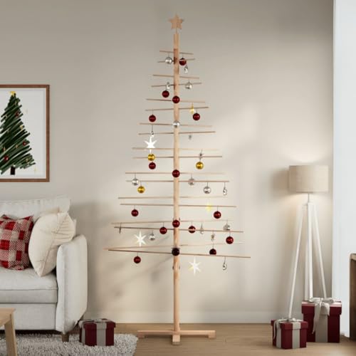 Genérico Árbol de Navidad de Madera de Adorno Madera Maciza Pino 210 cm,Casa y jardín,Decoración,Decoraciones Festivas y estacionales,Arboles de Navidad,Marrón,2.3 KG,4019695