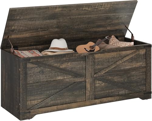 DWVO Storage Chest - 47.2" Wooden Trunk with Safety Hinges for Living Room, Entryway Bench with Storage