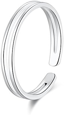 SILBERTALE 925 Sterling Silver Thin Line Minimalist Open Cuff Toe Ring Band For Women Size 2-4