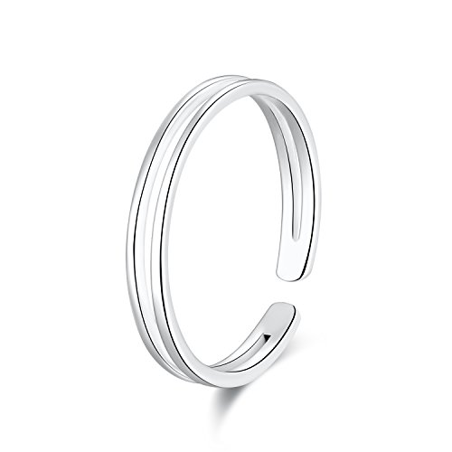 Silbertale 925 Sterling Silver Thin Line Minimalist Open Cuff Toe Ring Band For Women Size 2-4 #TOP17