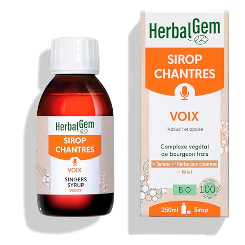 HERBALGEM - Sirop Des Chantres - Éclat Voix - Pour Les Cordes Vocales - Enrichi Aux Bourgeons - Recette Traditionnelle - Certifié Bio - 250 ml